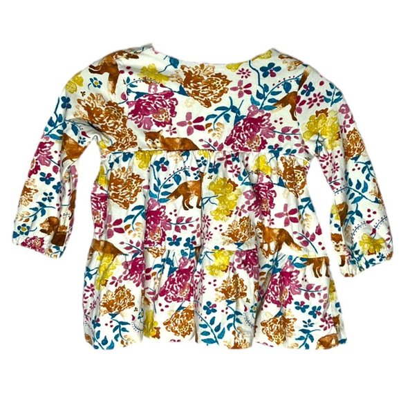 Burts BeesTop Baby Girls‎ 6 to 9 months White Multi Floral Fox Nature Boho - Picture 2 of 6